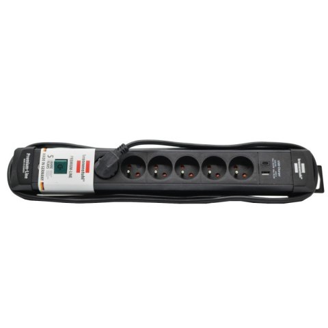 Listwa zasilająca Premium Line 6 gniazd USB C i A kabel 3m czarna