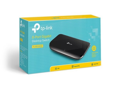 TP-LINK TP-LINK | Przełącznik | TL-SG1008D | Niezarządzalny | Desktop | 1 Gb/s (RJ-45) ilość portów 8 | Typ zasilania Zewnętrzny | 36 mi