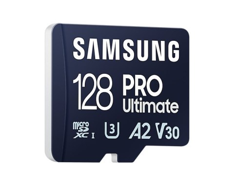 Samsung Samsung | Karta microSD | PRO Ultimate | 128 GB | Karta pamięci microSDXC | Pamięć flash klasy U3, V30, A2 | Adapter SD