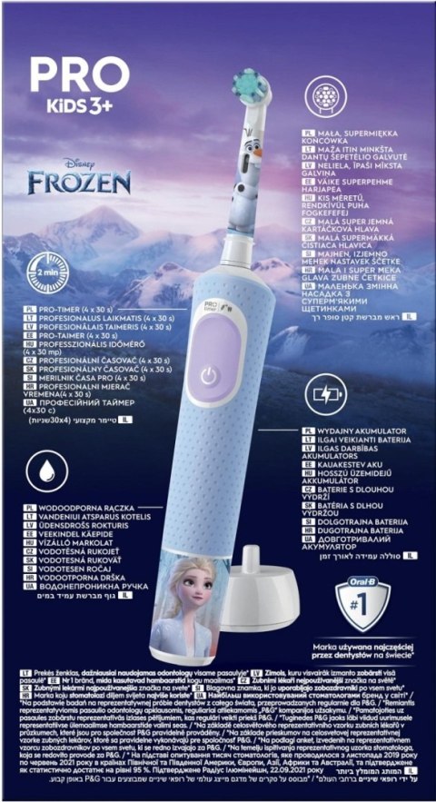 Oral-B Oral-B | Vitality PRO Kids Frozen | Szczoteczka elektryczna | Ładowalna | Dla dzieci | Niebieska | Ilość głowic szczoteczki w ze