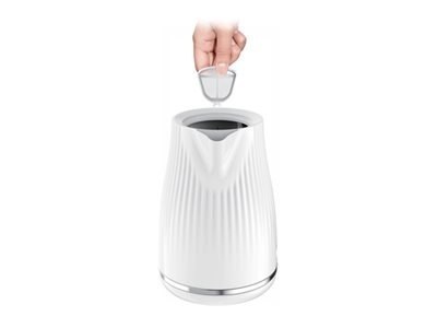 TEFAL Czajnik elektryczny TEFAL KO250130 o mocy 2400 W i pojemności 1.7 L - plastikowy, biały kociołek z obrotową podstawą 360°.