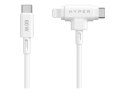 Hyper Hyper HyperJuice Silikonowy kabel USB-C do USB-C i Lightning Hybrid 60W, biały | Hyper