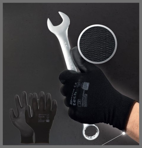 Rękawice Robocze MERCATOR Tech Black+Black PU - 12 Par (9 - L)