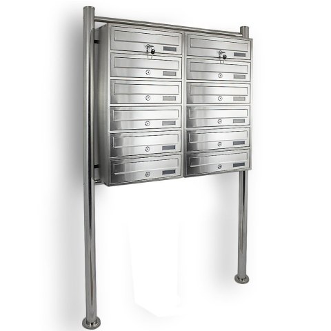 Skrzynka pocztowa na listy lokatorka 2x6 12 mieszkań stal nierdzewna