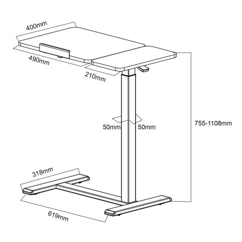 Mobilne biurko/stand na laptop Maclean, białe, regulacja wysokośc 76-109cm, max. 30kg , MC-120 W