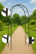 Pergola ogrodowa na róże pnącza czarna Metalowa Łuk do kwiatów Pnącz