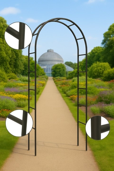 Pergola ogrodowa na róże pnącza czarna Metalowa Łuk do kwiatów Pnącz