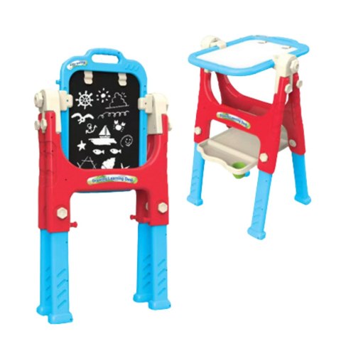 Tablica Edukacyjna 5w1 Z Krzesełkiem Wielofunkcyjna Akcesoria Niebieska