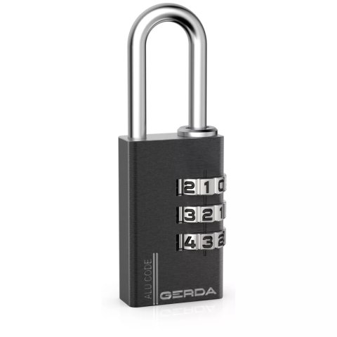 GERDA KŁÓDKA PAŁĄKOWA ALUMINIOWA SZYFROWA 3 DYSKI KAS S30 CZARNA