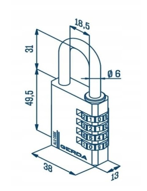 GERDA KŁÓDKA PAŁĄKOWA ALUMINIOWA SZYFROWA 4 DYSKI KAS S40 CZARNA