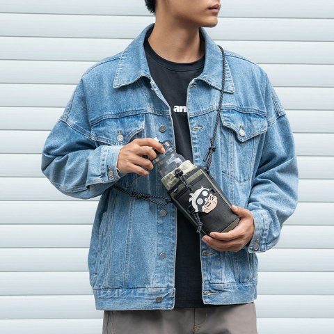 Torba turystyczna rowerowa na butelkę bidon z paskiem na ramię 1l - zielona