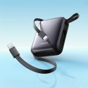 Powerbank 10000mAh 22.5W z wbudowanymi kablami USB-C Lightning - czarny