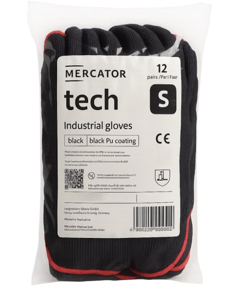Rękawice Robocze MERCATOR Tech Black+Black PU - 12 Par (10 - XL)