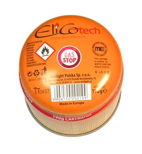ELICO NABÓJ Z GAZEM PROPAN-BUTAN 190G GAS-STOP ELICOTECH #2711 13