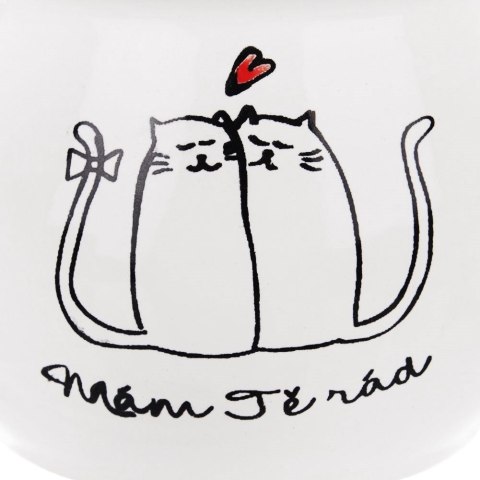 Kubek Ceramiczny na Kawę Herbatę Kot Duży Biały Pojemny Prezent ORION 300ml