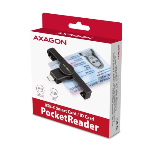 AXAGON AXAGON Foldable pocket USB-C contact Smart/ID card reader | CRE-SMPC