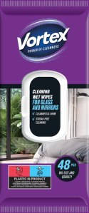 VORTEX Chusteczki nawilżane do luster i szkła , flip top ,48 sztuk