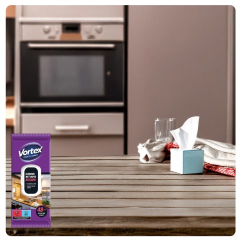 VORTEX Chusteczki nawilżane do kuchni, flip top, 48 sztuk