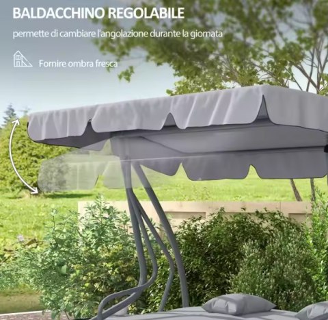 Huśtawka Czteroosobowa Ogrodowa Bujana Daszek Wolnostojąca Szara