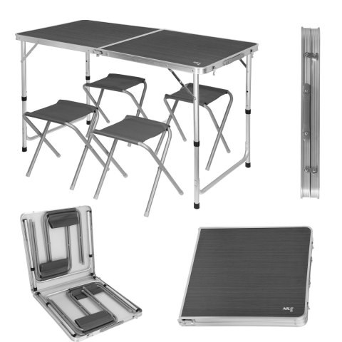 NC1633 STÓŁ I KRZESŁA ZESTAW CIEMNO SZARY NILS CAMP