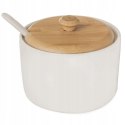 Cukierniczka Cukiernica z Pokrywką Łyżeczką Porcelanowa Biała ORION 10 cm