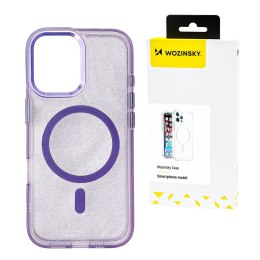 Etui ochronne na Samsung Galaxy S25 Ultra z Mag Safe - fioletowe z brokatem