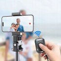 Selfie stick kijek do zdjęć Bluetooth z tripodem pilotem i głowicą 180 do 148cm - biały
