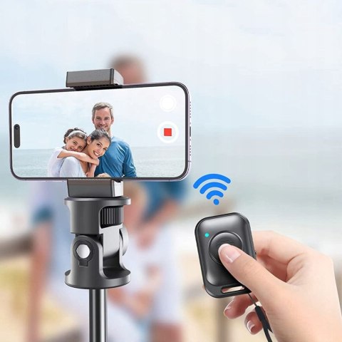 Selfie stick kijek do zdjęć Bluetooth z tripodem pilotem i głowicą 180 do 148cm - biały