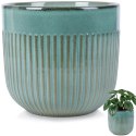 Doniczka Osłonka Porcelanowa Ozdobna Dekoracyjna Zielona VILDE 17 cm