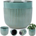 Doniczka Osłonka Porcelanowa Ozdobna Dekoracyjna Zielona VILDE 17 cm