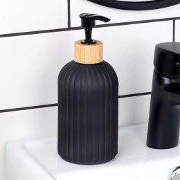 Dozownik do Mydła VILDE 400 ml Szklany Czarny Mat z Bambusem z Blokadą