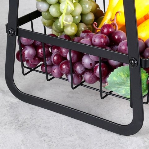 Koszyk na Owoce Warzywa 2-Poziomowy Metalowy Czarny VILDE 29 cm