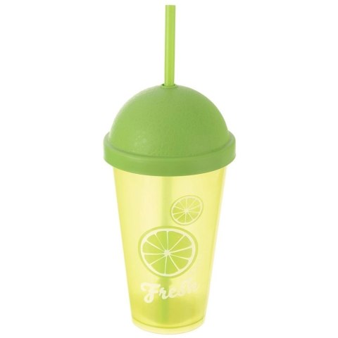 Kubek z Pokrywką i Słomką 450 ml ORION Zielony Nietłukący do Napojów