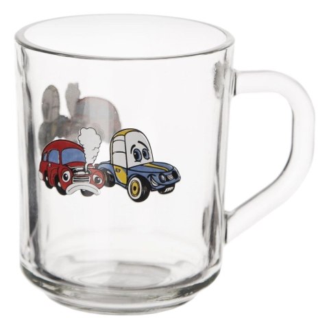 Kubek Szklany dla Dziecka AUTO 230 ml ORION z Uchem do Zmywarki