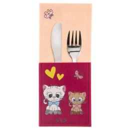 Pokrowiec Etui na Sztućce Dziecięcy Filc ORION Motyw KOTEK 21 x 9 cm