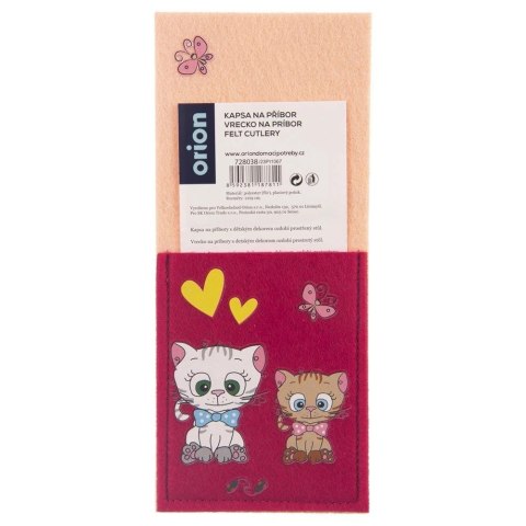 Pokrowiec Etui na Sztućce Dziecięcy Filc ORION Motyw KOTEK 21 x 9 cm