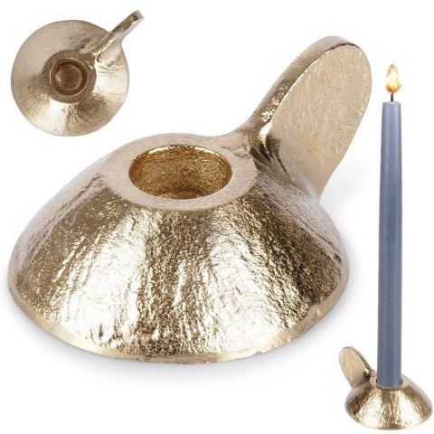 Świecznik na Długą Świecę Aluminium Złoty HOME STYLING COLLECTION LOFT