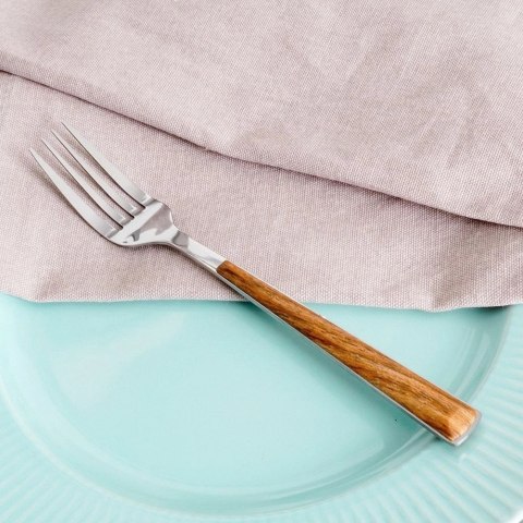 Widelec Stołowy Stalowy 20,5 cm NAVA Uchwyt Imitujący Drewno