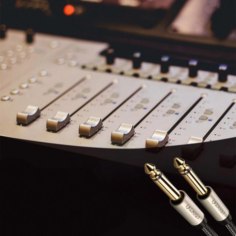 Kabel przewód audio mono TS jack 6.35mm - jack 6.35mm 1m - szary