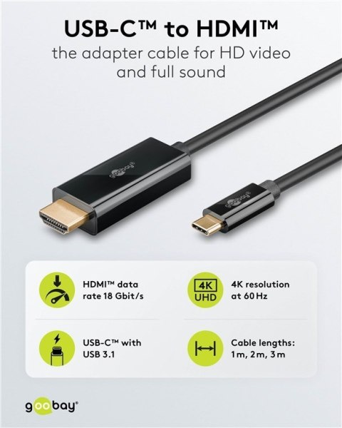 Goobay Goobay USB-C to HDMI Cable 4K at 60 Hz, 1 m | 75696