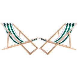 Zestaw 2 lezaków zielone pasy, zmontowany, Woodok