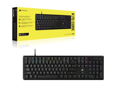 Corsair Corsair | Mechaniczna klawiatura do gier | K70 CORE RGB | Klawiatura do gier | Przewodowa | Brak | Czarna | USB typu A | CZERWON