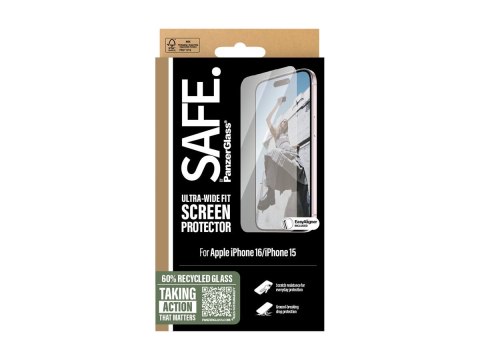 PanzerGlass SAFE by PanzerGlass Screen Protector iPhone 16 | Ultra-Wide Fit