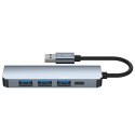 5w1 HUB rozdzielacz USB-A na USB-A USB-C - szary