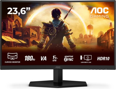 AOC Monitor dla graczy AOC | C24G42E | 24 " | VA | FHD | 16:9 | 180 Hz | 0,5 ms | 1920 x 1080 pikseli | 250 cd/m² | Porty HDMI w lic