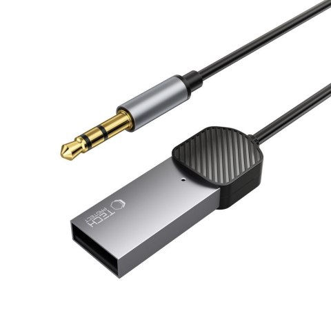 Adapter przejściówka audio AUX mini jack 3.5mm (męski) - Bluetooth - szary