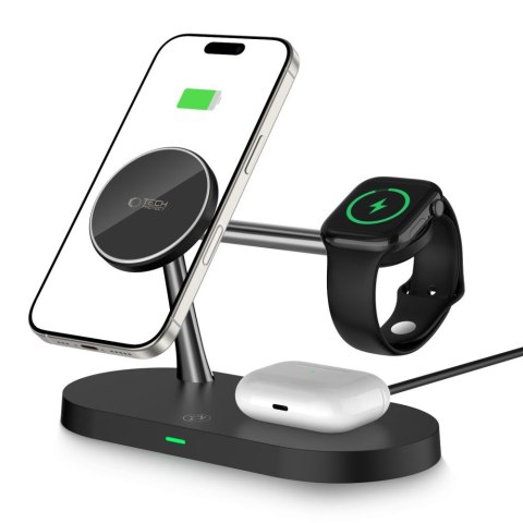 Ładowarka indukcyjna 3w1 na smartfon słuchawki smartwatch z MagSafe - czarna