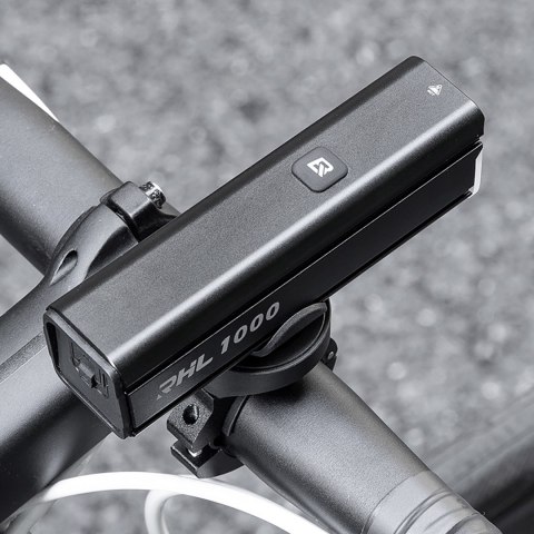 Lampka rowerowa przednia 1000 lm z kablem USB-C - USB-A - czarna