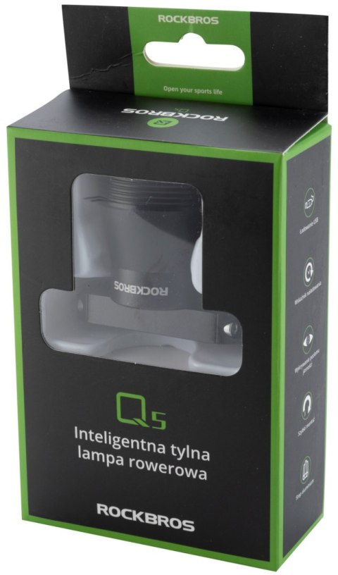 Lampka rowerowa tylna z inteligentnym systemem stop Q5 - czarna