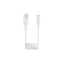 Kabel przewód spiralny USB-A - USB-C 10W 1m - biały